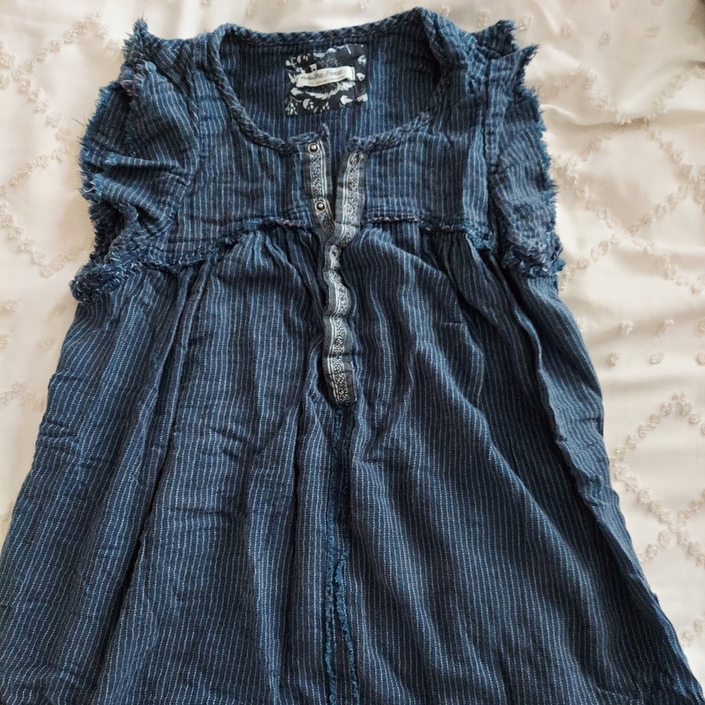 Free People Blue Ridge Indigo Tunic Top